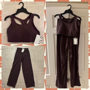 WILO 2 piece Women's sports bra and wide leg leggings set